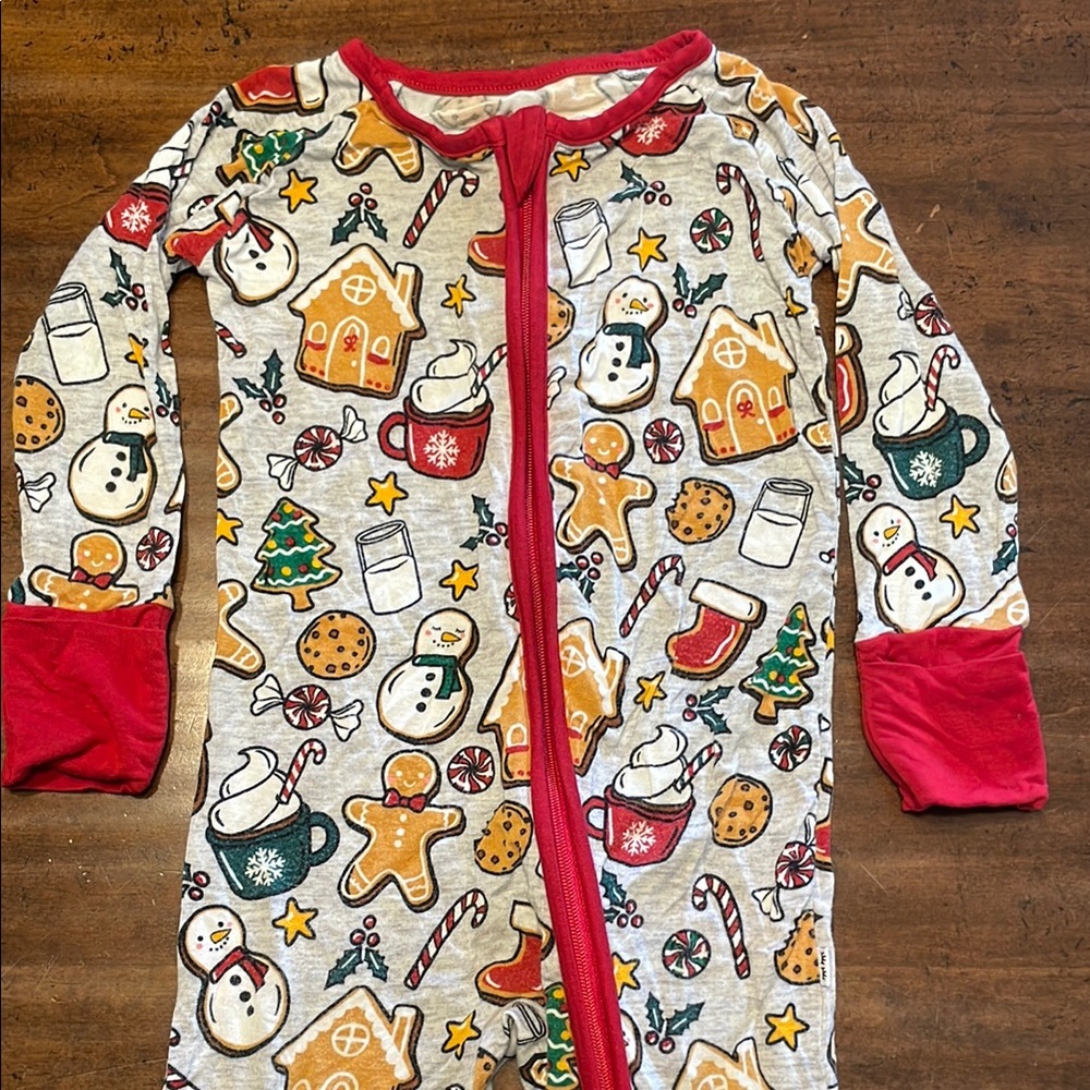 Festive Gingerbread Kids Pajamas - Red and Multicolor